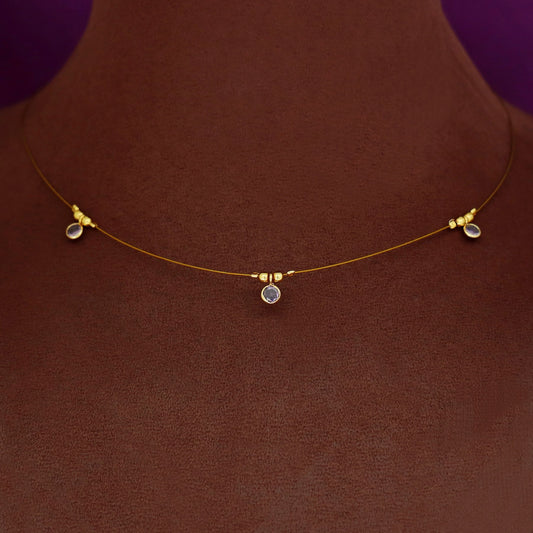 Tri Glossy Stone String Neckpiece